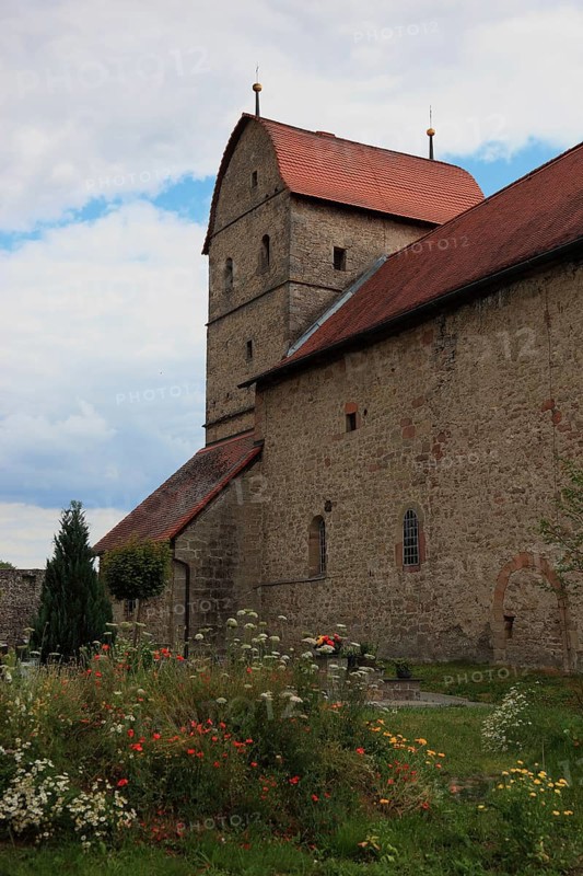 Wehrkirche Michaeliskirche, monastery church of a Benedictine monastery, built between 815 and 820, Rohr parish, Schmalkalden district, Meiningen, Thuringia, Germany, Europe