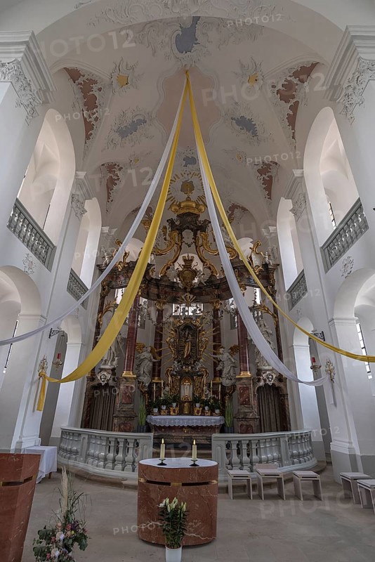 Rococo high altar, 1761, in the pilgrimage church of Maria Limbach, built 1751-1755, Limbach, Lower Franconia, Bavaria, Germany, Europe