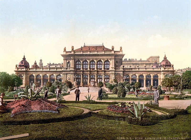 Der Volksgarten und das Kasino, Vienna, Austria, c. 1890, Historic, digitally restored reproduction from a 19th century original, The Volksgarten and Casino, Vienna, Austria, c. 1890, Historic, digitally restored reproduction from a 19th century original, Europe