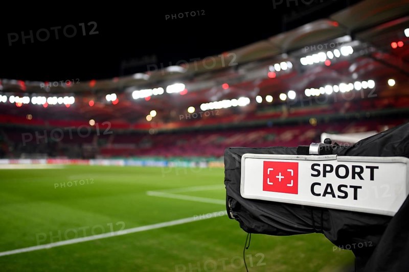 TV camera Logo SportCAST, DFB-Pokal, MHPArena, MHP Arena Stuttgart, Baden-Württemberg, Germany, Europe