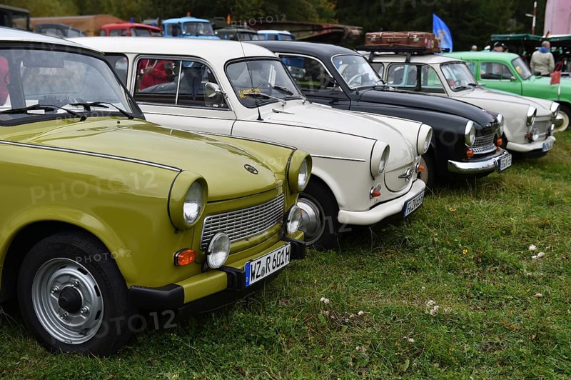DDR vintage cars Trabant 601, P50, and Wartburg 312 at a vintage car meeting in Benneckenstein in the Harz Mountains, Germany, Europe