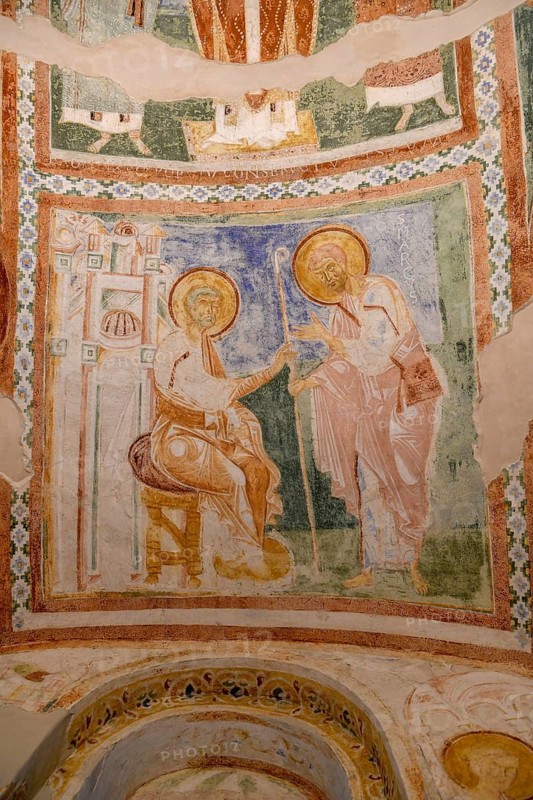 Frescoes from the 12th century in the crypt of the Basilica of Santa Maria Assunta, Unesco World Heritage Site, Aquileia, Friuli Venezia Giulia Region, Italy, Europe