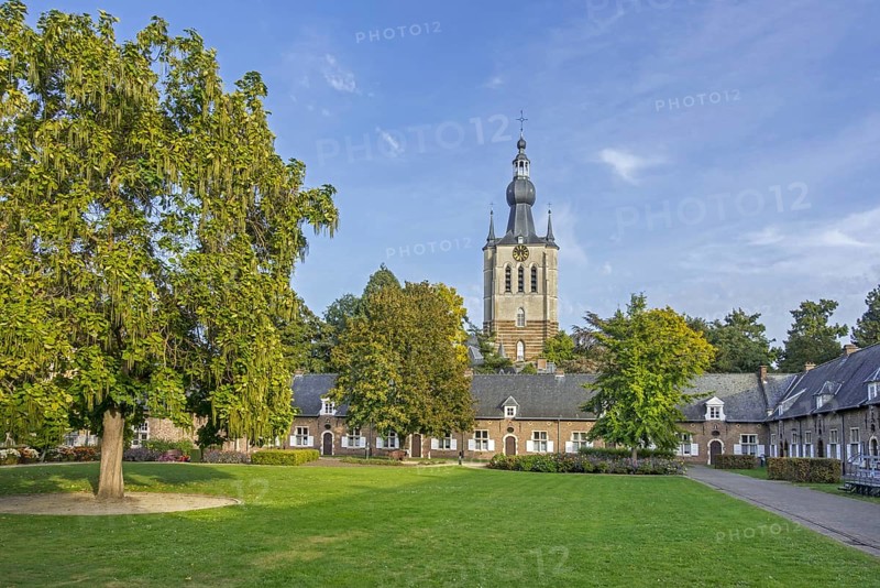 17th century Beguinage of Aarschot and 14th century Brabantine Gothic Church of Our Lady, Onze-Lieve-Vrouwekerk, Flemish Brabant in Flanders, Belgium, Europe