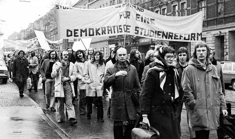 Students at Dortmund University demonstrated on 30.01.1975 against what they saw as a worsening of study conditions as a result of the Higher Education Framework Act (HRG), Germany, Europe