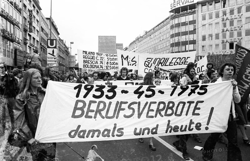 More than 40, 000 people from Germany, Italy, Chile, Spain, Greece and other countries demonstrated together on the occasion of the 30th anniversary of the end of Hitler's fascism on 10 May 1975 in Fr, Germany, Europe