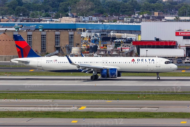 A Delta Air Lines Airbus A321neo aircraft with the registration number N526DE at New York JFK Airport in New York, USA, North America
