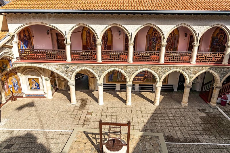Fountain in the courtyard of Kykkos Monastery in the Troodos Mountains, Cyprus, Europe
