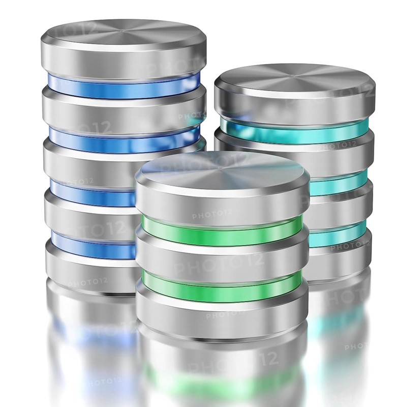Hard disk drive data storage database icon symbols isolated with reflection