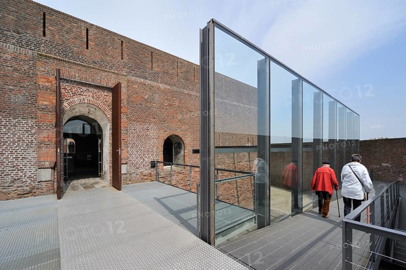 Tourists at the entrance of Fort Napoleon in Ostend, Belgium, Europe