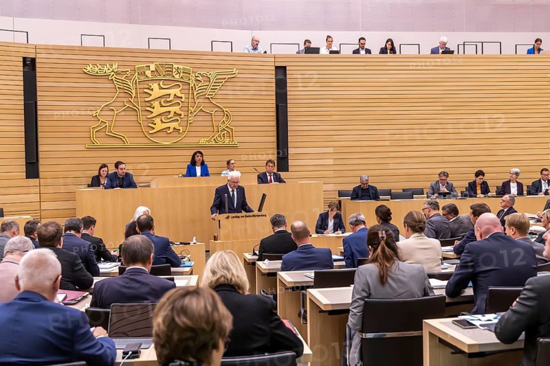 Winfried Kretschmann, Prime Minister, Greens, speaks in the Landtag, Stuttgart, Baden-Württemberg, Germany, Europe
