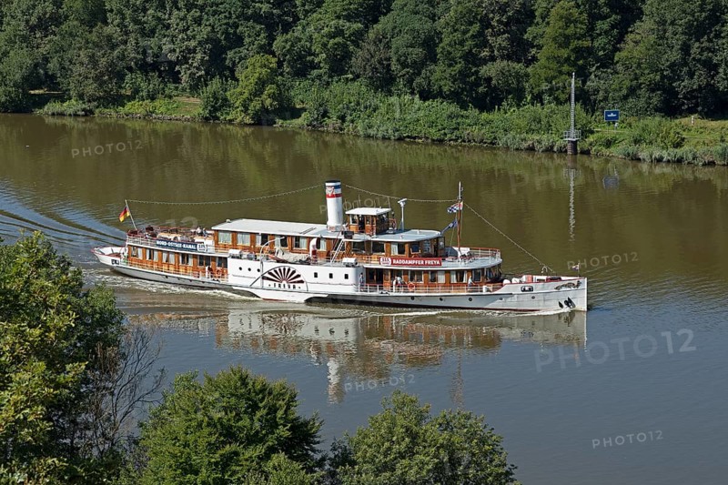 Paddle steamer Freya, Kiel Canal near Schafstedt, Schleswig-Holstein, Germany, Europe