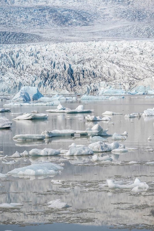 Glacier lagoon, ice lagoon Fjallsárlón, ice floes in front of glacier Fjallsjökull, Vatnajökull, Hornafjörður, Iceland, Europe
