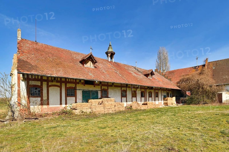 Abandoned old building of farm called 'Alter Gutshof Am stillen Meiler'. A former farm located next to closed down power plant in Philippsburg