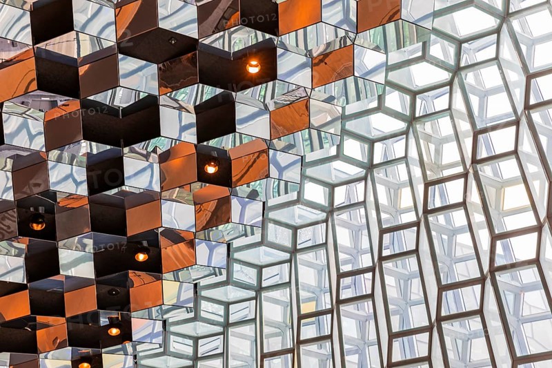 Harpa Concert Hall and Congress Centre, interior view, artistic modern architecture, Reykjavik, Reykjanes Peninsula, Sudurnes, Iceland, Europe