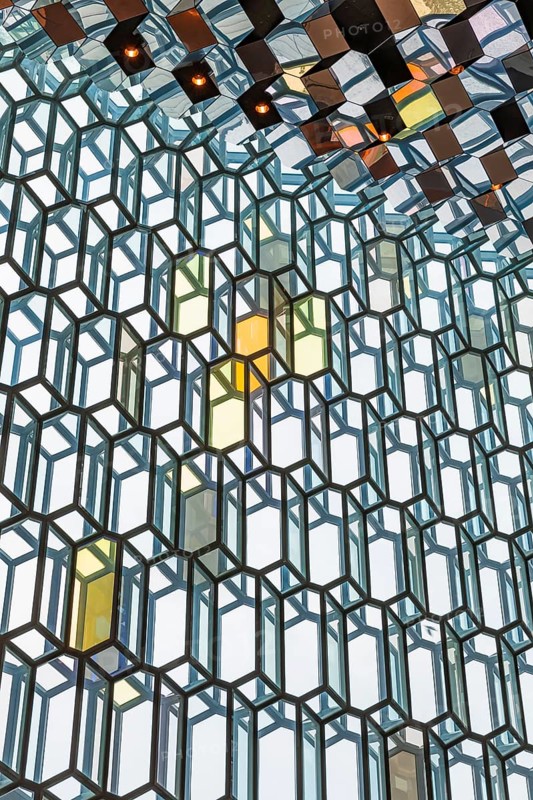 Harpa Concert Hall and Congress Centre, interior view, artistic modern architecture, Reykjavik, Reykjanes Peninsula, Sudurnes, Iceland, Europe