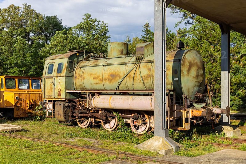 The Knappenrode energy factory is one of the four sites of the Saxon Industrial Museum on the site of the disused Knappenrode briquette factory, which is now a listed building. Open-air site steam storage locomotive, Knappenrode, Saxony, Germany, Europe