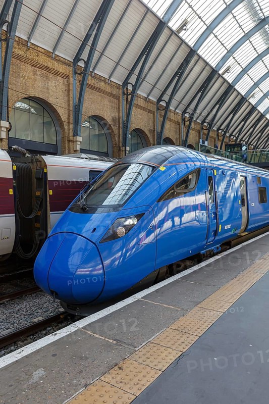 FirstGroup's Lumo train at King's Cross station in London, Great Britain