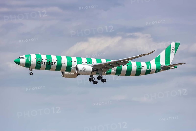 A Condor Airbus A330-900 aircraft with the registration number D-ANRD at Frankfurt Airport, Germany, Europe