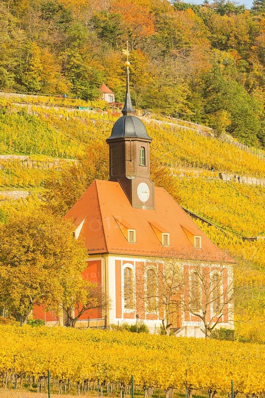 The Protestant vineyard church Zum Heiligen Geist is a baroque village church in the Pillnitz district of Dresden. The name goes back to its location in the royal vineyard. The sacred building was built from 1723 onwards to replace the Pillnitz Palace Church, which was demolished for the extension of Pillnitz Palace