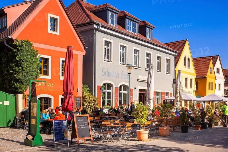 Altkötzschenbroda village green with numerous restaurants and quaint pubs