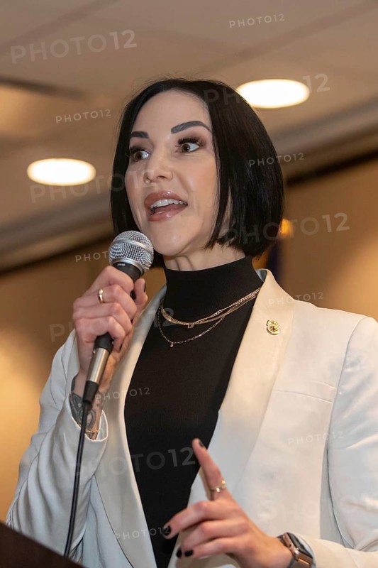 Chicago, Illinois, Teamsters Vice President Lindsay Dougherty speaks at the annual convention of Teamsters for a Democratic Union. As director of the Teamsters Motion Picture Division, she represents over 6, 000 Teamsters in the movie industry