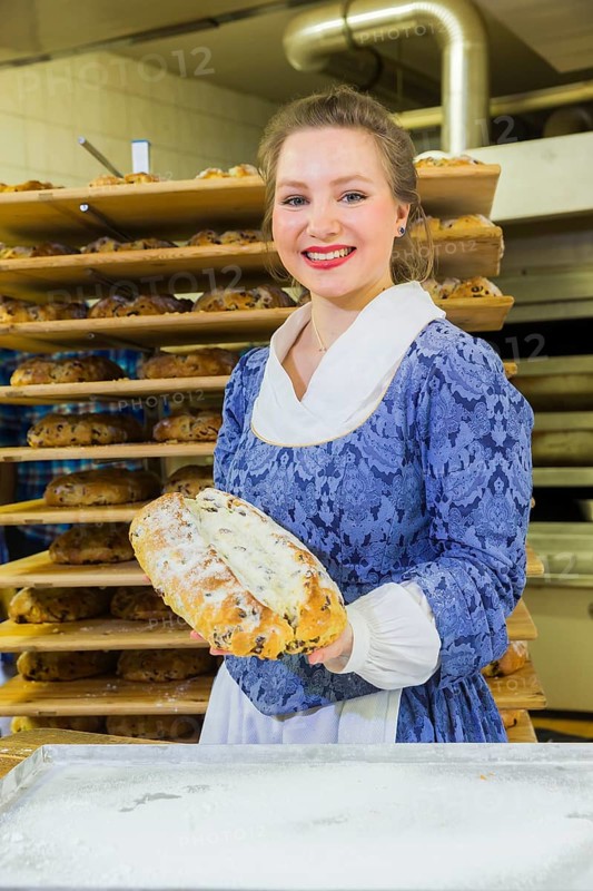 DEU Sachsen Radebeul The sweet building blocks for the giant stollen, which will be presented and sold on 8 December at the 25th Dresden Stollen Festival, are also being made at the Trepte bakery in Radebeul, where the 24th Dresden Stollen Girl, Lina, is being trained