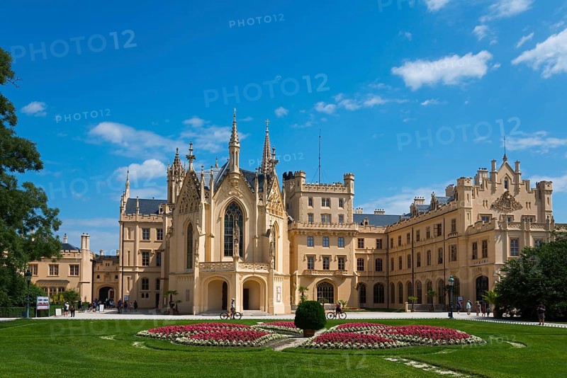 Lednice Castle, Lednice, Eisgrub, Breclav, Jihomoravský kraj, part of the Lednice-Valtice Cultural Landscape, UNESCO World Heritage Site, South Moravia, Czech Republic, Europe