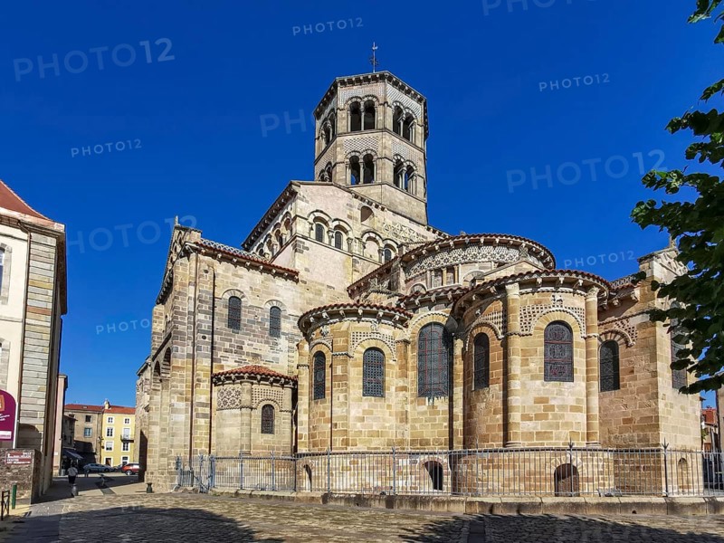 Issoire. Roman church Saint Austremoine. Puy de Dome department. Auvergne Rhone Alpes, France, Europe