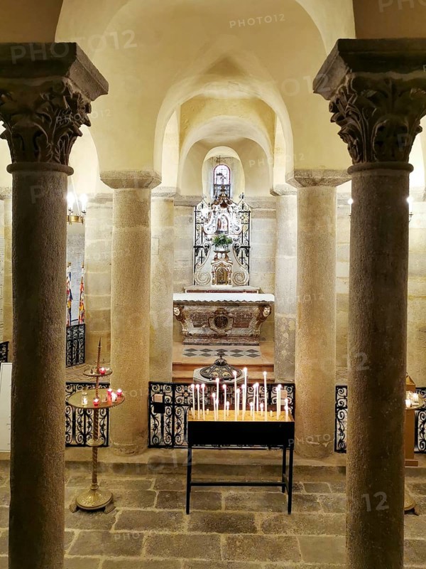 Clermont Ferrand. Crypt of the romanesque church of Notre Dame du Port. Puy de Dome department. Auvergne Rhone Alpes. France