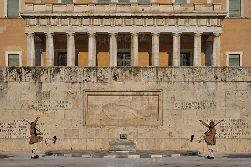 ATHENS, GREECE, MAY 20, 2010: Changing of the presidential guard Evzones in front of the Monument of the Unknown Soldier near Greek Parliament, Syntagma square, Athenes, Greece, Europe