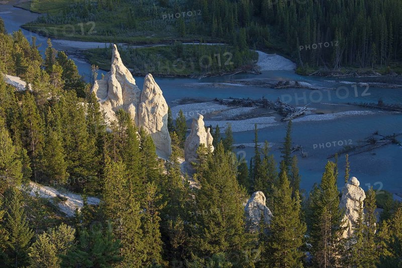 Earth pyramids, Hoodoos in the Bow Valley, Banff National Park, Alberta, Rocky Mountains, Canada, North America