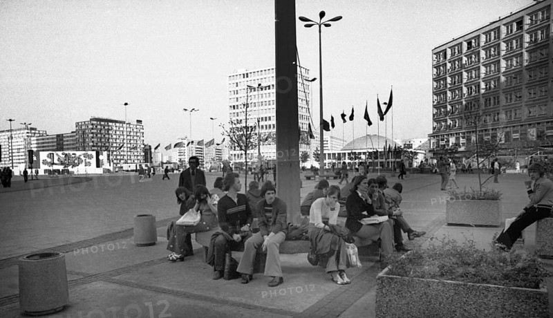 The centre of the capital of the GDR, East Berlin, 30.4.1975, Am Alexanderplatz, DEU, Germany, Berlin, Europe