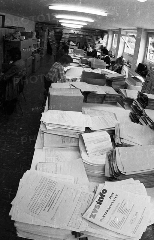 The work of the Central Admissions Office for Study Places (ZVS) on 26.07.1974 in Dortmund, Germany, Europe