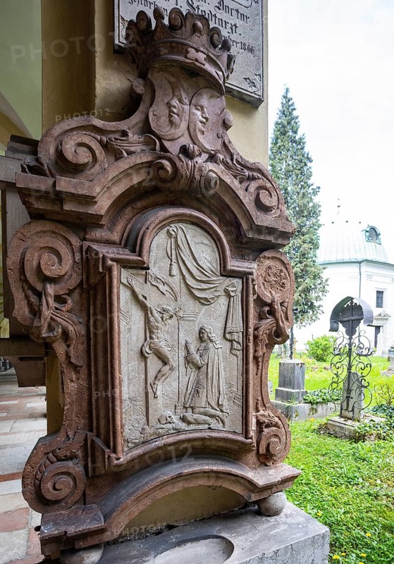 Crypt arcades, grave counters in the arcade of the Sebastian Cemetery, Church of St. Peter, Salzburg, Austria, Europe