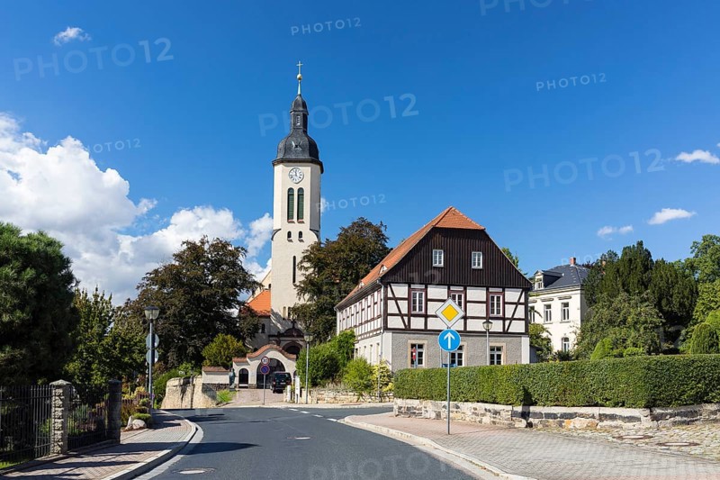 St. James Church with Rectory on the Village Square of Pesterwitz, Freital, Saxony, Germany, Europe