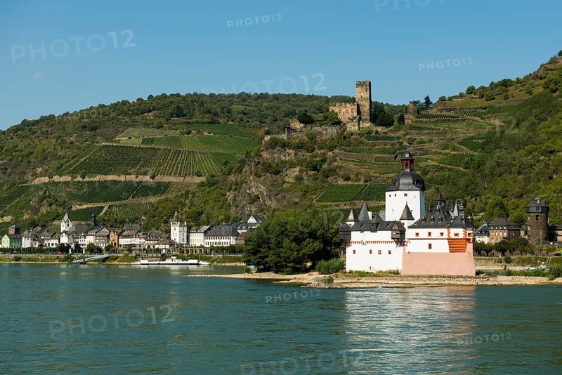 Pfalzgrafenstein Castle with Gutenfels Castle, Kaub, Upper Middle Rhine Valley, Rhineland-Palatinate, Germany, Europe