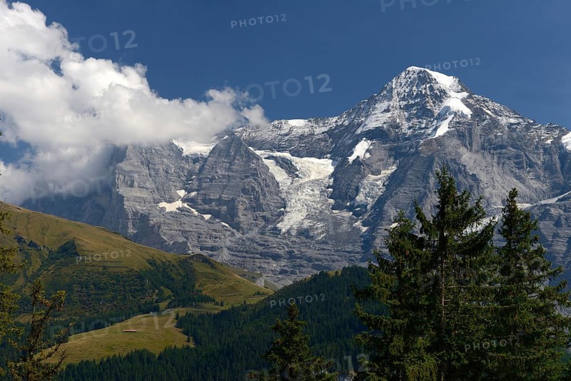 View of Eiger and Mönch, Bernese Oberland, Canton Bern, Switzerland, Europe