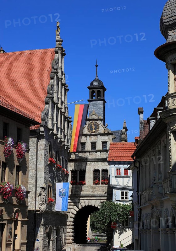 View of the Main Gate from the town side, Marktbreit town, Litzingen district, Lower Franconia, Bavaria, Germany, Europe