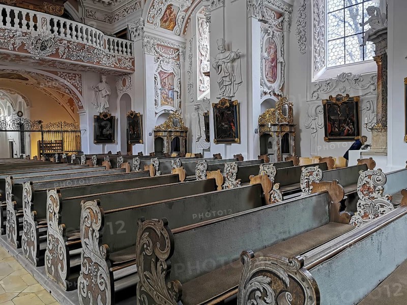 Interior of the collegiate church of Speinshart Monastery, abbey of the Premonstratensian Order, Neustadt an der Waldnaab district, Upper Palatinate, Bavaria, Germany, Europe
