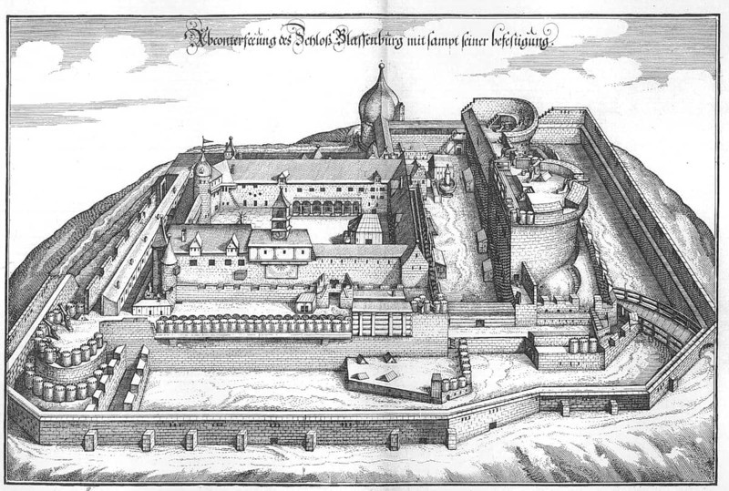 The Plassenburg in the 18th century, Kulmbach, Upper Franconia, Bavaria, Germany, Historical, digitally restored reproduction of a 19th century original, exact date unknown, Europe