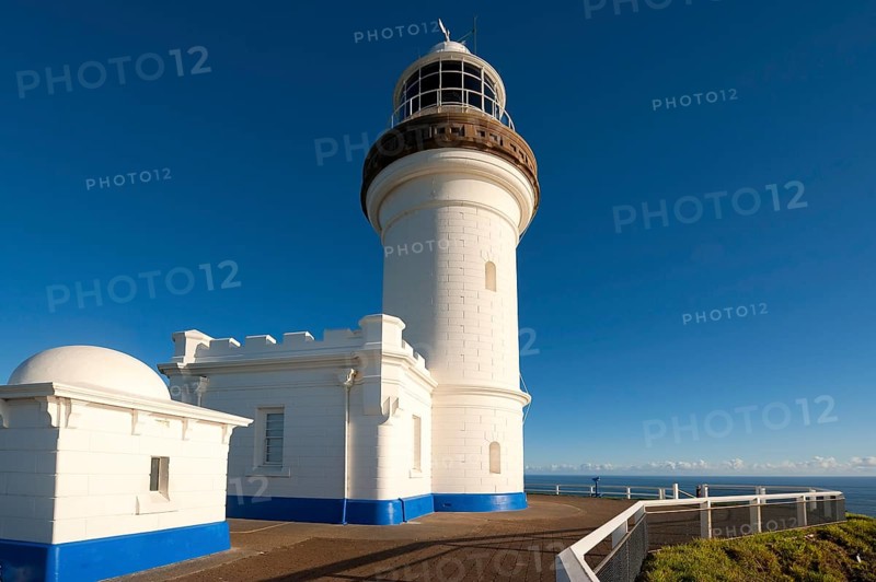 Lighthouse, architecture, design, building, blue sky, seafaring on the coast of Byron bay, Queensland, Australia, Oceania