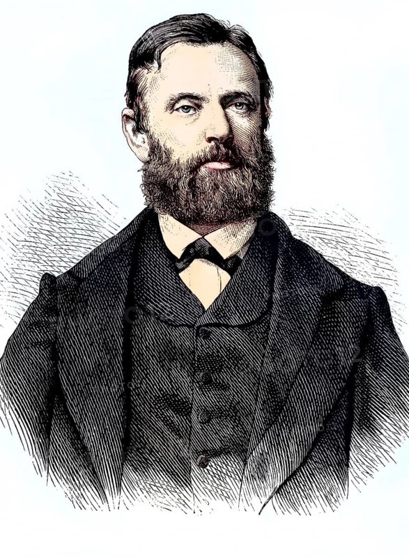 Ferdinand Jacob Heinrich Müller, from 1867 von Mueller, from 1871 Freiherr von Müller, 1825, 1896, a German-Australian botanist and geographer, Historical, digitally restored reproduction from a 19th century original, from 1867 von Mueller, from 1871 Freiherr von Müller, a German-Australian botanist and geographer, Historical, digitally restored reproduction from a 19th century original