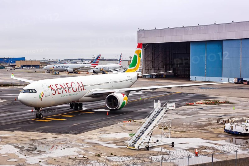 An Air Senegal Airbus A330-900 aircraft with the registration 9H-SZN at New York JFK Airport in New York, USA, North America
