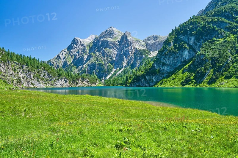 Tappenkarsee with Wildkarhöhe and Stierkarkopf, Radstätter Tauern, landscape conservation area, Kleinarl, Pongau, Salzburg
