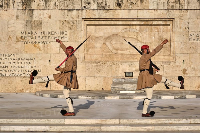 ATHENS, GREECE, MAY 20, 2010: Changing of the presidential guard Evzones in front of the Monument of the Unknown Soldier near Greek Parliament, Syntagma square, Athenes, Greece, Europe