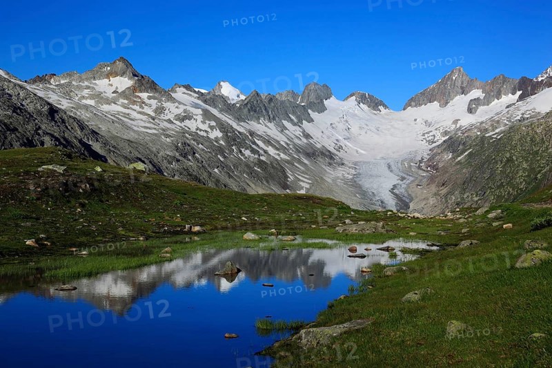 Oberaarhorn, 3638 m, Finsteraarhorn, 4274 m, Bernese Oberland, Bernese Alps, Switzerland, Europe