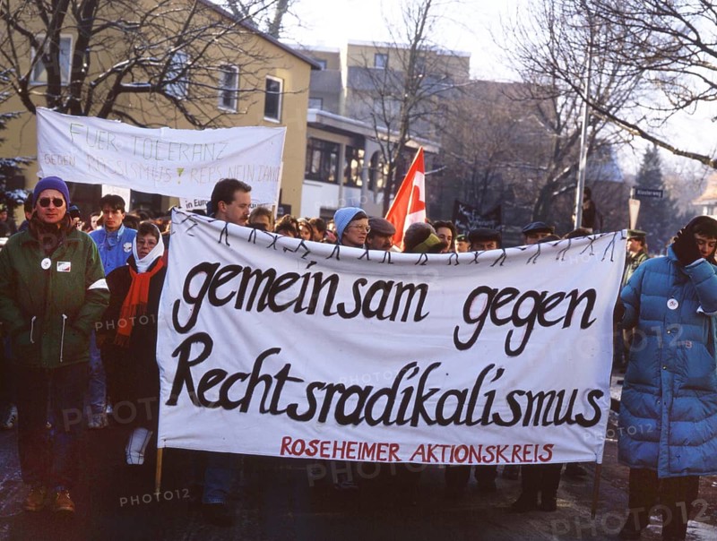 DEU, Germany: The historical slides from the times 80-90s, Rosenheim. Demo against right-wing radicalism and neo-Nazis 80s