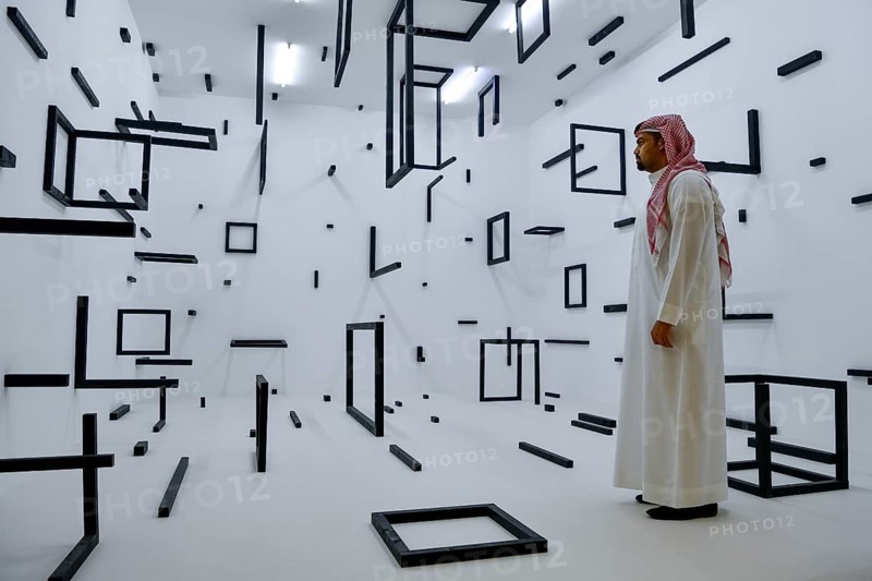 Contemporary Art Exhibition, Artwork by Esther Stocker, King Abdulaziz Center for World Culture, also known as Ithra, Dhahran, ash-Sharqiyya Province, Persian Gulf, Saudi Arabia, Asia