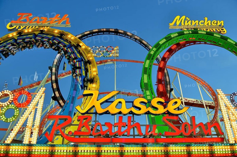 Olympia Looping, five looping roller coaster, Oktoberfest, Munich, Upper Bavaria, Bavaria, Germany, Europe