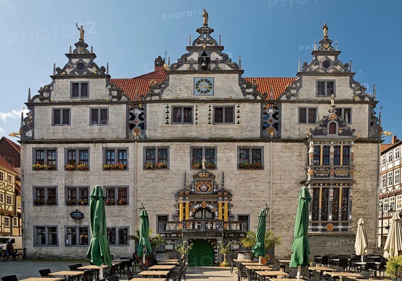 Münden Town Hall in the Weser Renaissance style, Hann. Münden or Hannoversch Münden, Lower Saxony, Germany, Europe